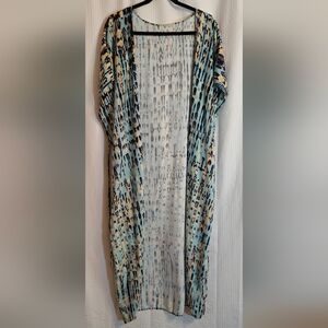 Roomy Cover Up or Top Layer! Very Long Belted 100% Viscose Light And Breezy